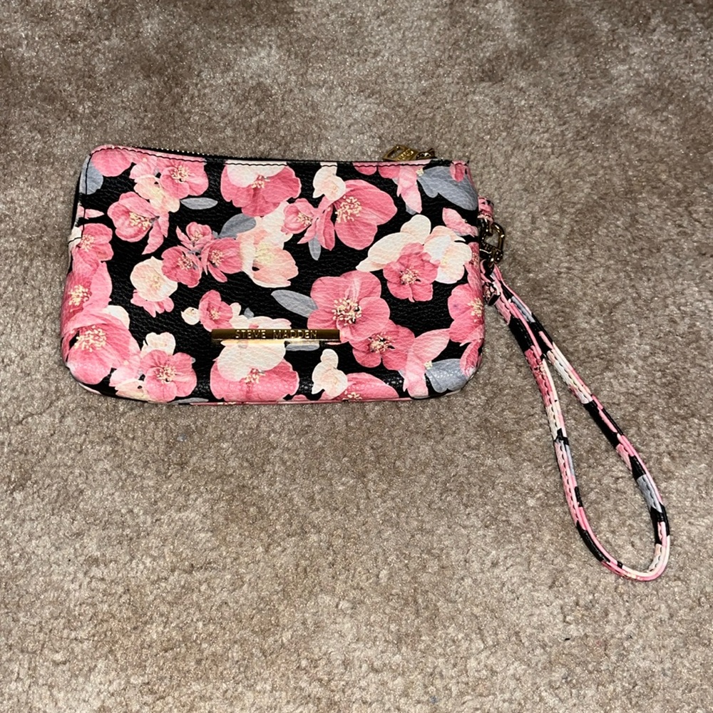 Steve Madden Pink Floral Wristlet Clutch